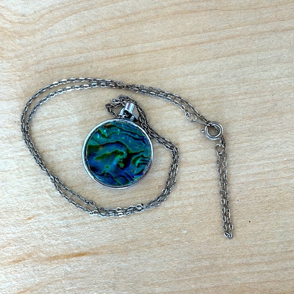 Reversible Abalone Silver Necklace - Picture 3 of 5